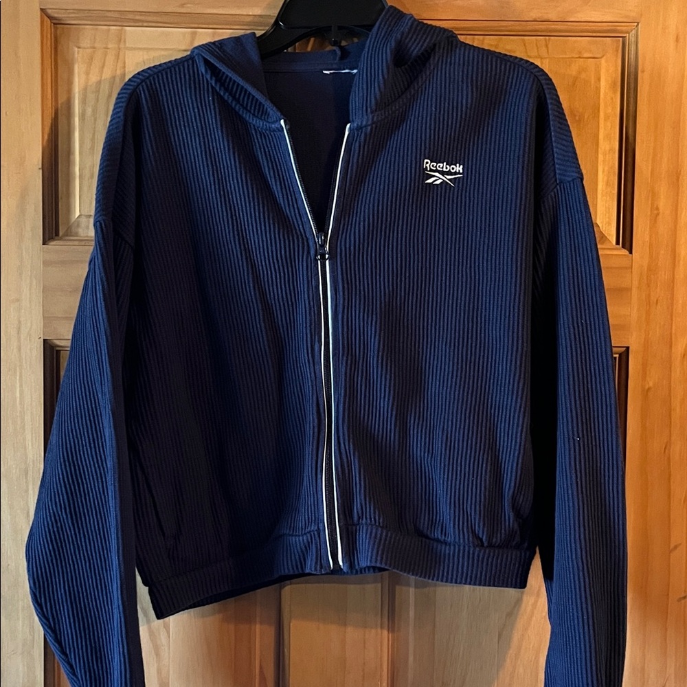 Reebok Dark Blue Ribbed Hoodie
